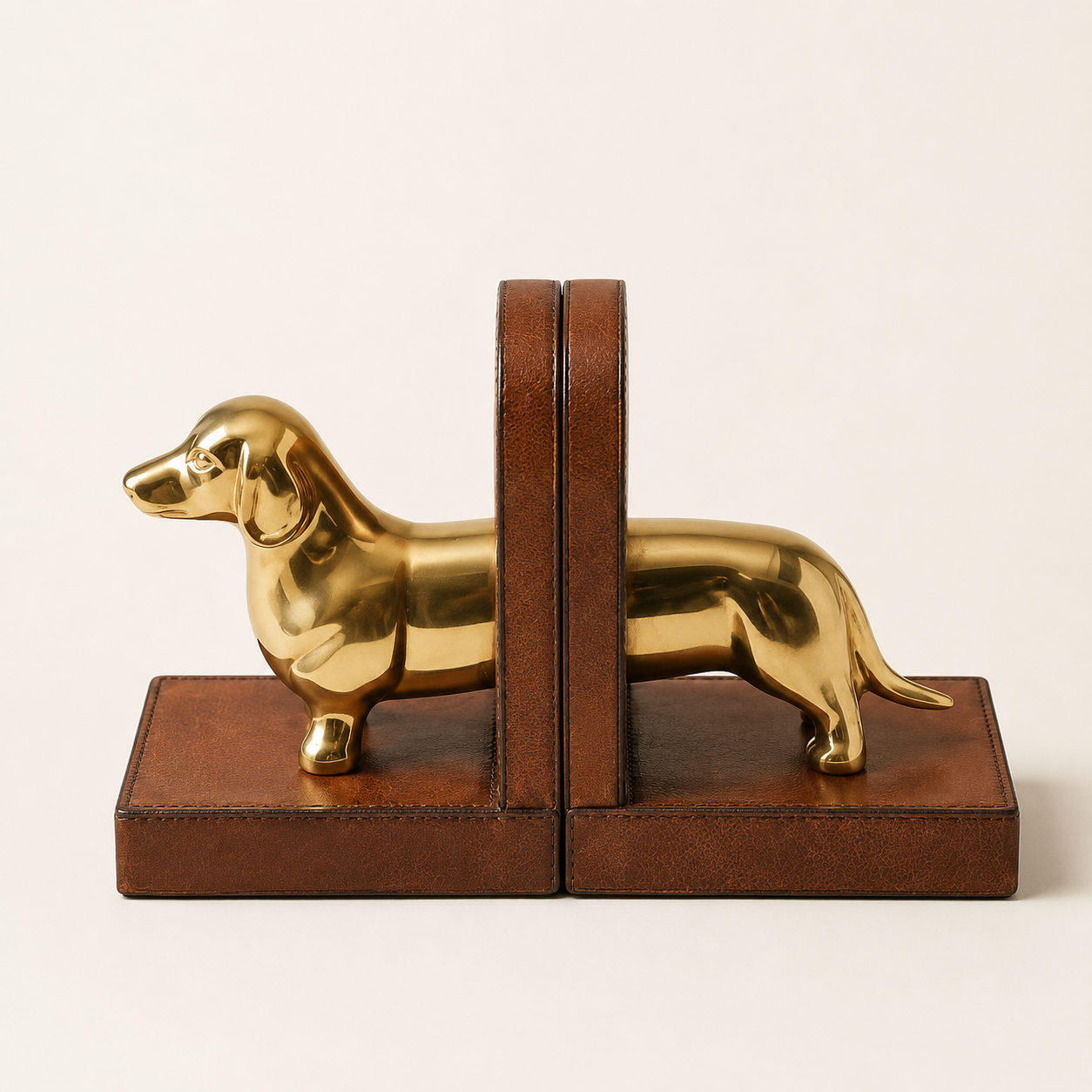 Good Inn Legacy Leather Köpek Figürlü Kitap Tutacağı Pirinç