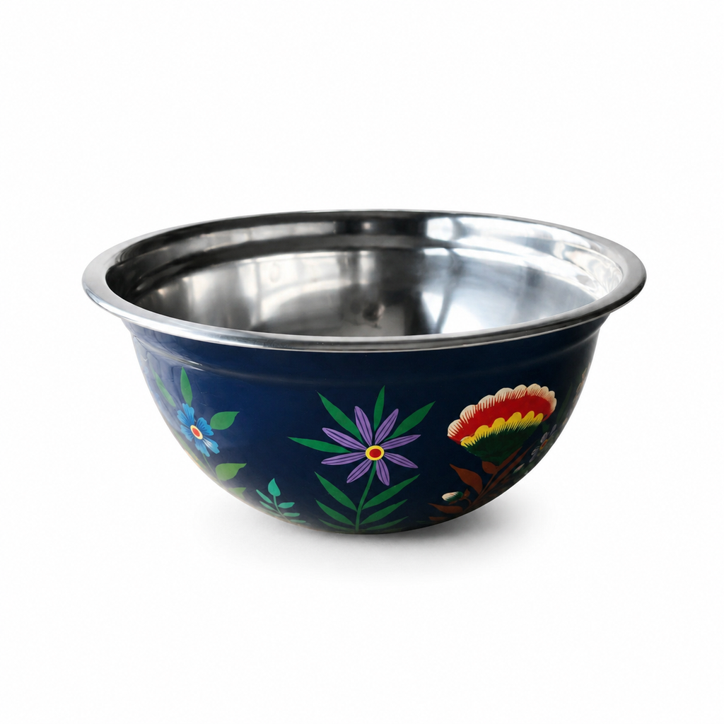 Good Inn Emaye Bowl Large Hand-Painted Enamel Decorative Serving Dish