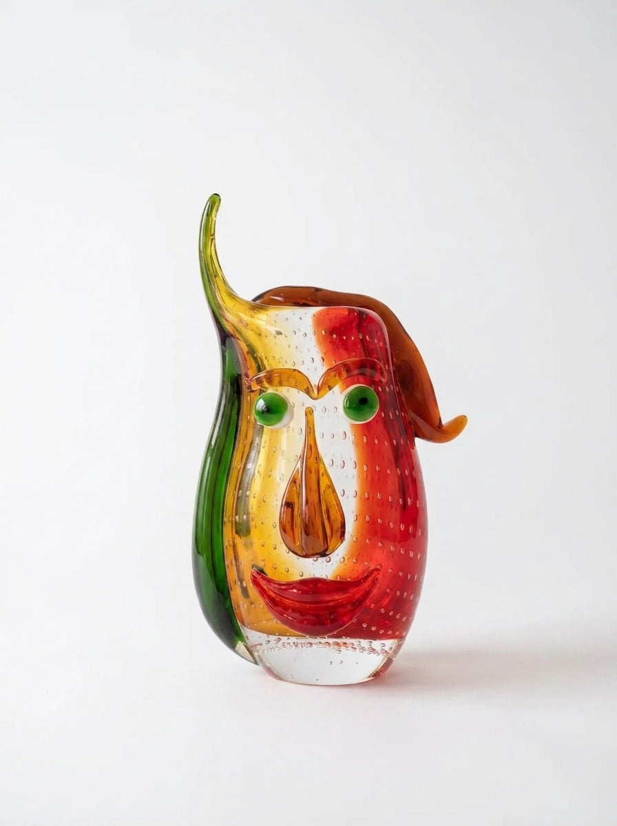 Surrealist Face El Yapımı Cam Vazo Dekoratif Obje