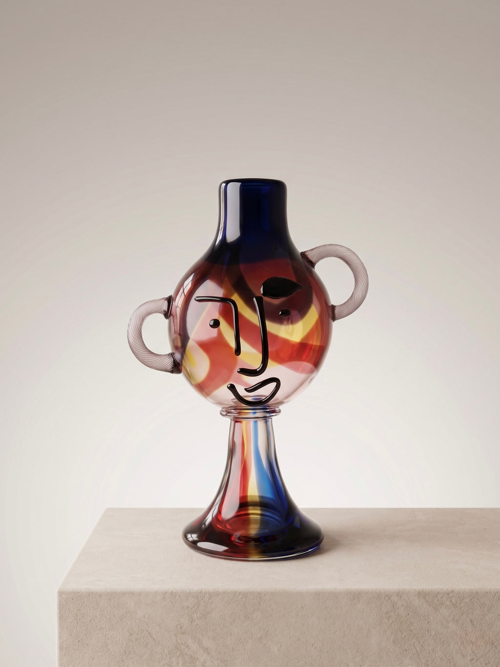 Glass Art Abstract Face Kaideli Cam Obje Vazo