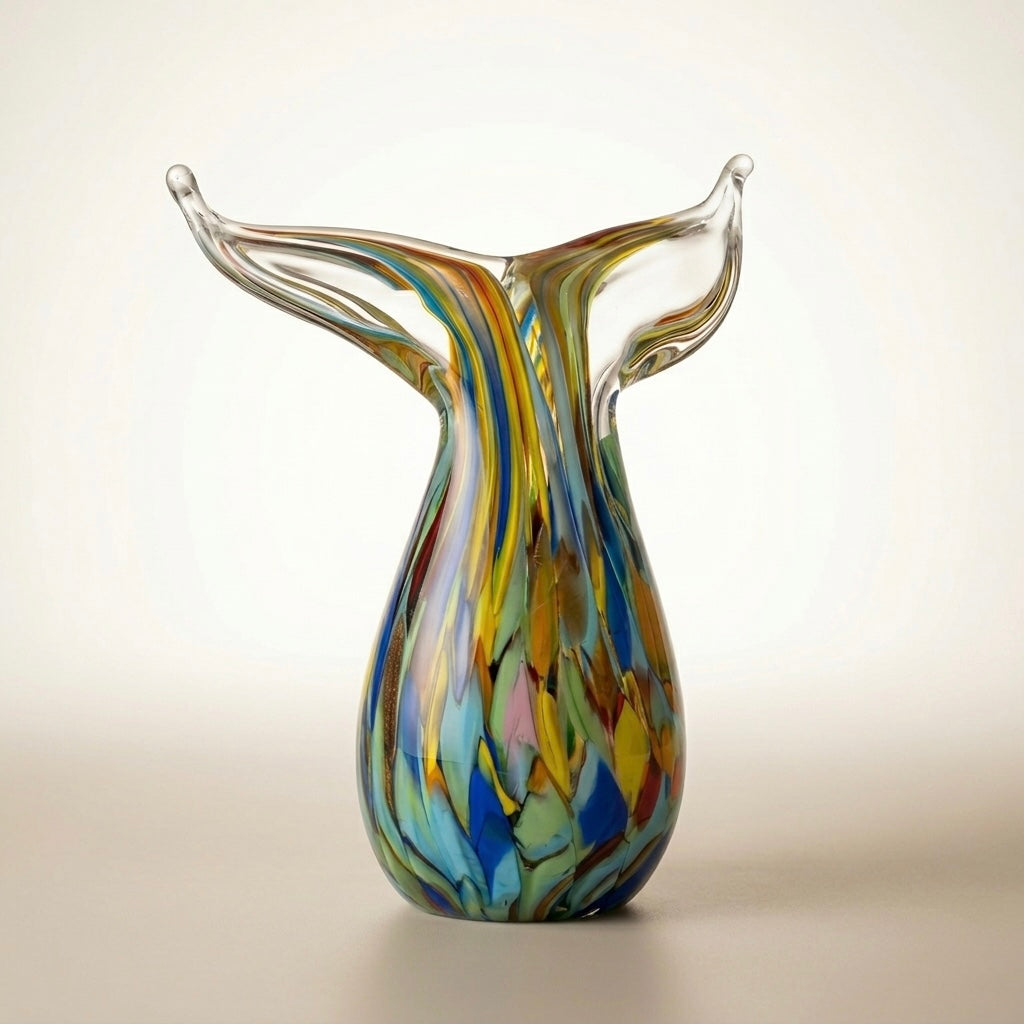 Good Inn Glass Art Fin Whale Tail Cam Vazo